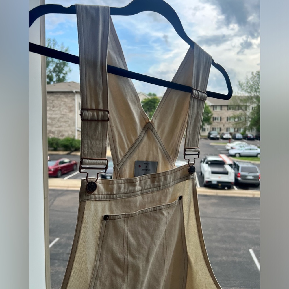 🆕 Aqua x Kristopher White Overalls Wide Leg Jumpsuit Minimalist Chic Casual XL - Picture 12 of 17